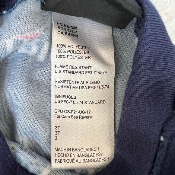 NFL Team apparel Patriots kids All Over Print Long Sleeve sleep T-Shirt 3T NWOT - Picture 3 of 3